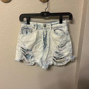 Pacsun ripped white washed jean shorts